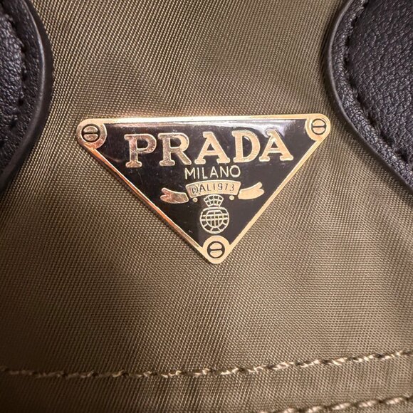 Prada Milano Inspired Olive Green Nylon Backpack | Faux Designer Bag - Picture 5 of 11